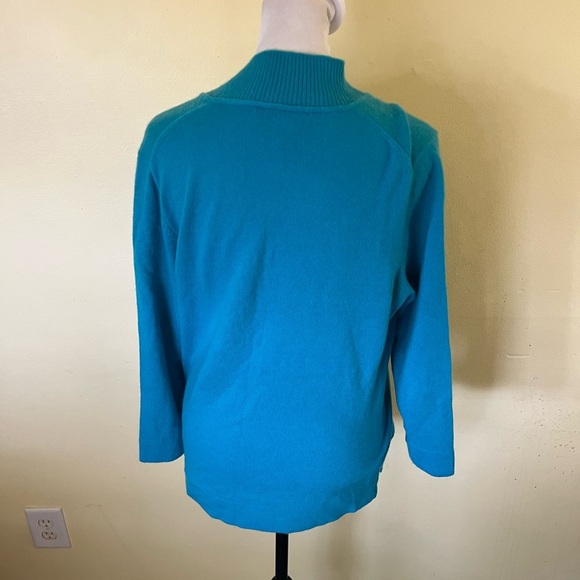 Jones New York Collection Cashmere Teal V-Neck Sweater Size Large - Picture 3 of 4